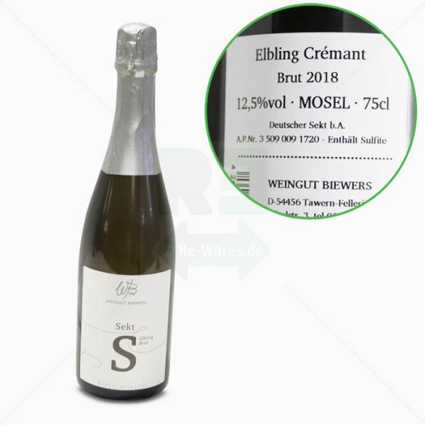 Sekt Weingut Biewers Elbling Crémant Brut 2018 | 0,75L 12,5% vol